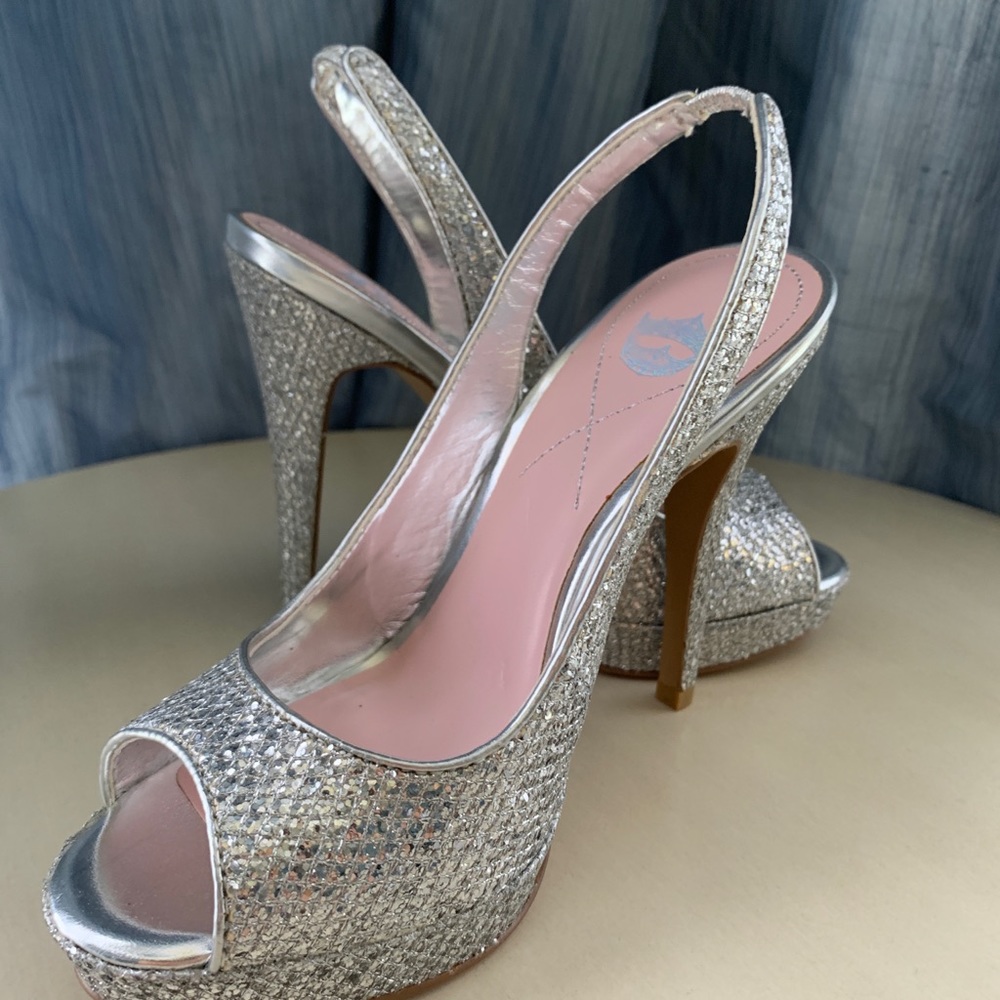 Silver sparkly heels